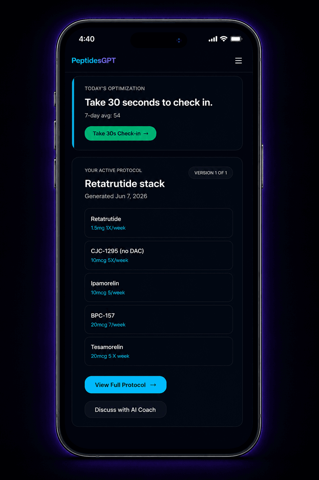 Your dashboard — check in, track, and see your next step
